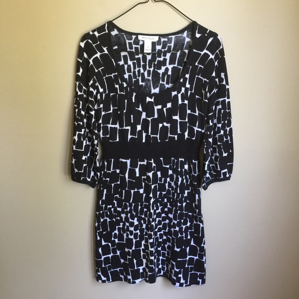 White House Black Market Black/White Sweater Dress